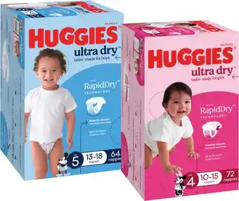 Coles Huggies Ultra Dry Jumbo Nappies 60 Pack-108 Pack offer