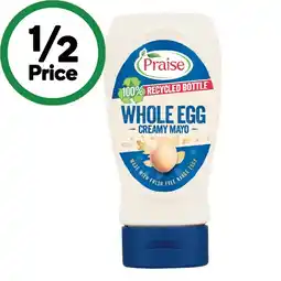 Woolworths Praise Whole Egg Mayonnaise 470-500g or Garlic Aioli 470g offer