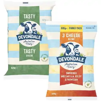 Woolworths Devondale Block or Grated Cheese 600-625g offer