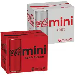 Woolworths Coca-Cola Classic, Zero Sugar or Diet Soft Drink Varieties 6 x 250ml offer