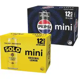 Woolworths Pepsi Max, Schweppes Lemonade or Solo Soft Drink Varieties 12 x 250ml offer