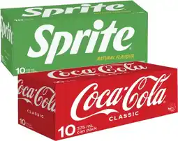 Coles Coca-Cola, Fanta or Sprite Soft Drink 10x375mL offer