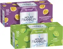 Coles Mt Franklin Lightly Sparkling Water 10x375mL offer