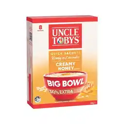 Woolworths Uncle Tobys Big Bowl Oats or Protein Big Bowl Oats 368g Pk 8 offer