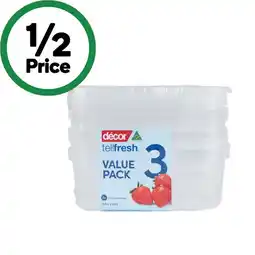 Woolworths Decor Tellfresh Oblong Container 1 Litre x Pk 3 offer