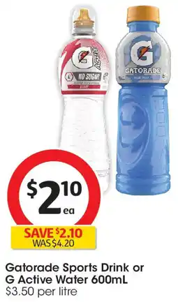 Coles Gatorade Sports Drink or G Active Water offer