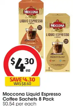 Coles Moccona Liquid Espresso Coffee Sachets offer