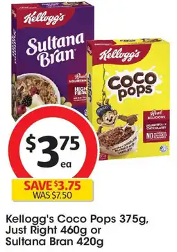 Coles Kellogg's Coco Pops , Just Right or Sultana Bran offer