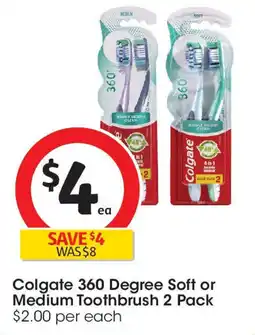Coles Colgate 360 Degree Soft or Medium Toothbrush offer