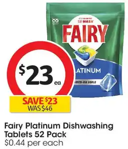 Coles Fairy Platinum Dishwashing Tablets offer