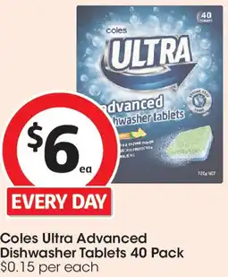 Coles Coles Ultra Advanced Dishwasher Tablets offer