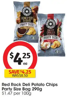 Coles Red Rock Deli Potato Chips Party Size Bag offer