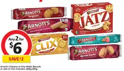 Coles Arnott's Creams or Tina Wafer Biscuits or Jatz or Clix Crackers offer