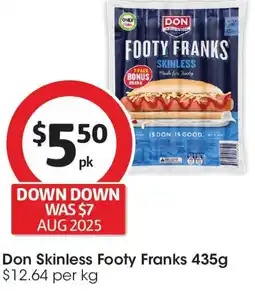 Coles Don Skinless Footy Franks offer