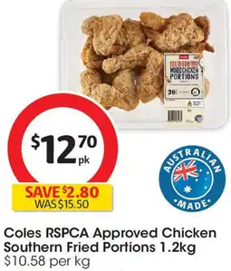 Coles Coles RSPCA Approved Chicken Southern Fried Portions offer