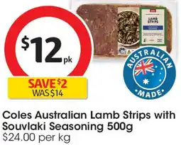 Coles Coles Australian Lamb Strips with Souvlaki Seasoning offer