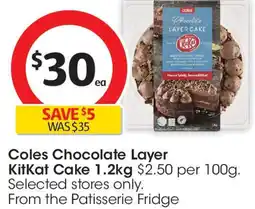 Coles Coles Chocolate Layer KitKat Cake offer