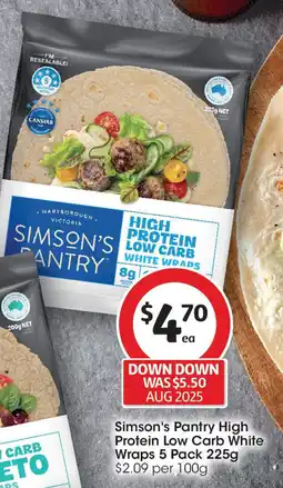 Coles Simson's Pantry High Protein Low Carb White Wraps offer