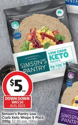Coles Simson's Pantry Low Carb Keto Wraps offer