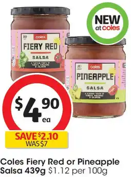 Coles Coles Fiery Red or Pineapple Salsa offer