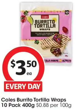 Coles Coles Burrito Tortilla Wraps offer