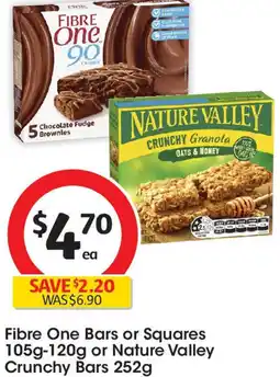 Coles Fibre One Bars or Squares or Nature Valley Crunchy Bars offer