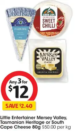 Coles Little Entertainer Mersey Valley, Tasmanian Heritage or South Cape Cheese offer