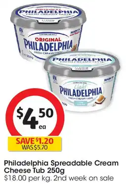 Coles Philadelphia Spreadable Cream Cheese Tub offer