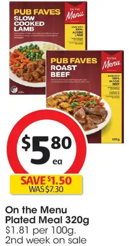 Coles On the Menu Plated Meal offer