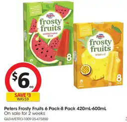 Coles Peters Frosty Fruits 6 Pack-8 Pack offer