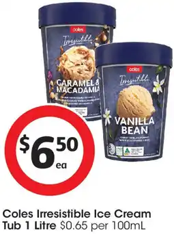 Coles Coles Irresistible Ice Cream Tub offer