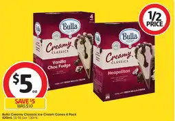 Coles Bulla Creamy Classics Ice Cream Cones offer