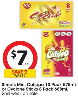 Coles Streets Mini Calippo or Cyclone Sticks offer