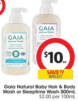 Coles Gaia Natural Baby Hair & Body Wash or Sleeptime Wash offer