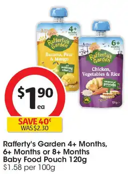 Coles Rafferty's Garden 4+ Months, 6+ Months or 8+ Months Baby Food Pouch offer