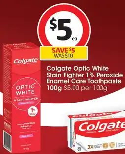 Coles Colgate Optic White Stain Fighter 1% Peroxide Enamel Care Toothpaste offer