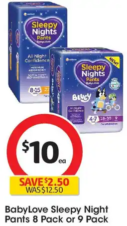 Coles BabyLove Sleepy Night Pants offer