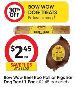 Coles Bow Wow Beef Roo Roll or Pigs Ear Dog Treat offer