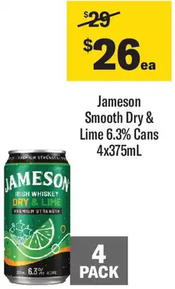 Coles Jameson Smooth Dry & Lime 6.3% Cans offer