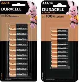 Coles Duracell Coppertop Batteries AA 16 Pack or AAA 14 Pack offer