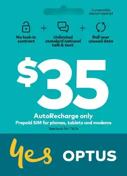 Coles Optus $35 AutoRecharge only Prepaid SIM Starter Kit offer