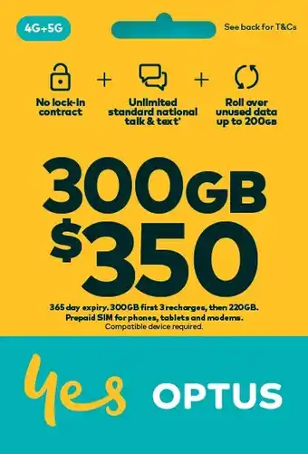 Coles Optus $350 Prepaid SIM Starter Kit offer