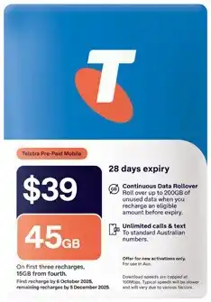 Coles Telstra $39 SIM Kit offer