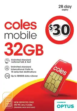 Coles Coles Mobile $30 Prepaid SIM offer