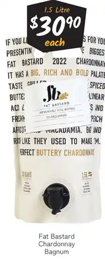 Cellarbrations Fat Bastard Chardonnay Bagnum offer