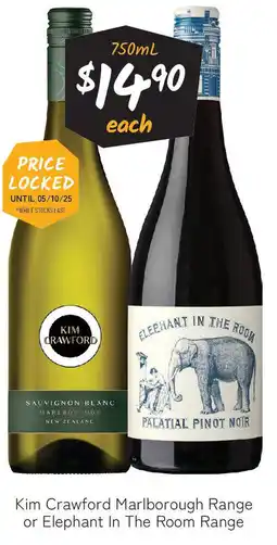 Cellarbrations Kim Crawford Marlborough Range or Elephant offer