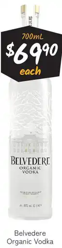 Cellarbrations Belvedere Organic Vodka offer
