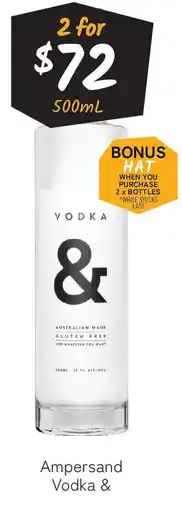 Cellarbrations Ampersand Vodka & offer