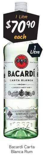 Cellarbrations Bacardi Carta Blanca Rum offer