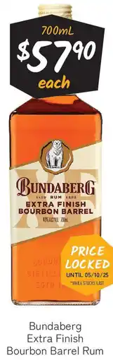 Cellarbrations Bundaberg Extra Finish Bourbon Barrel Rum offer